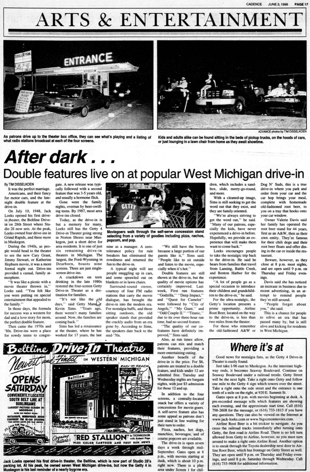 Getty 4 Drive-In Theatre - June 1998 Article
